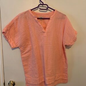 Women's Pink V-Neck Top